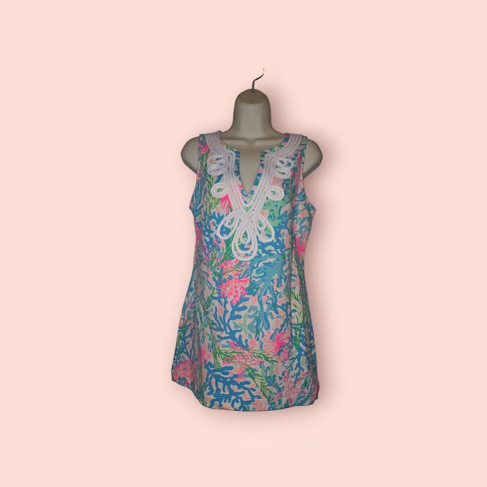 Lilly Pulitzer Harper Shift Dress Multi Coral Bay Print Sleeveless Mini Tropical
